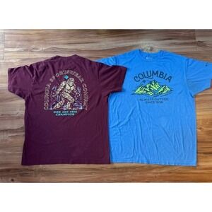 Lot of 2 Columbia Graphic T Shirts Men's LRG Short‎ Sleeve Sasquatch Mountains